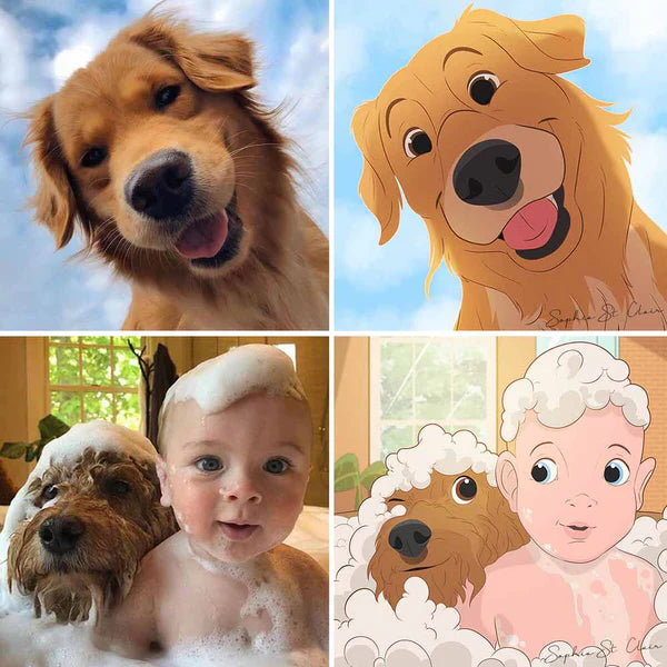 Custom Cartoon Art Wrapped Pet Canvas (7298716860512)